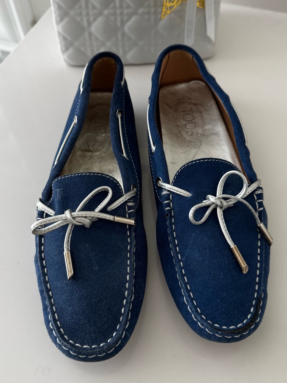 TOD'S Women's Blue Suede Driving Loafers